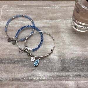 Alex and Ani Silver and Blue Bracelets Set